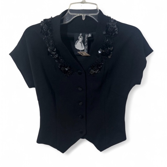 Twelve by Twelve Black Embellished short sleeve Cardigan - Picture 2 of 5